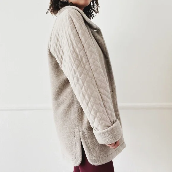 vintage Jones New York tan quilted fleece coat - Picture 5 of 8